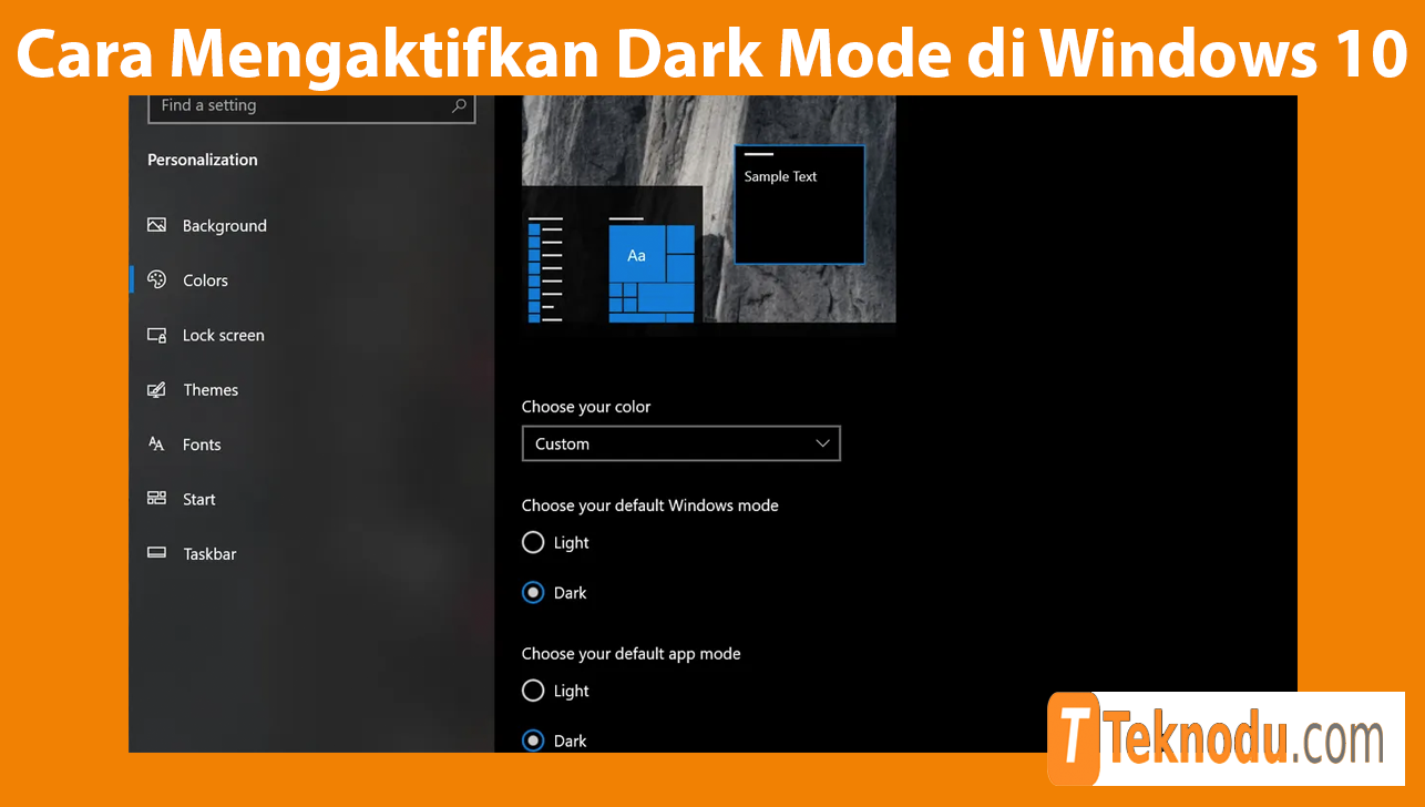 Cara Mengaktifkan Dark Mode di Windows 10